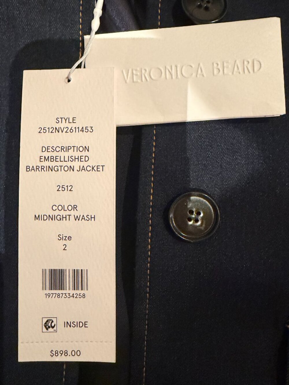 Veronica Beard - NWT Barrington Embellished Denim Jacket, Size 2 - Picture 7 of 7